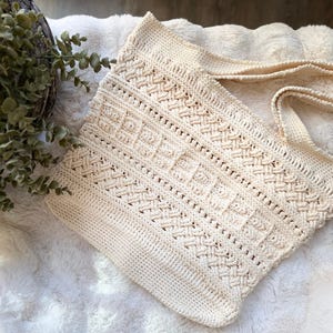 Bolso de tela texturizado para mercado agrícola / Patrón de bolso de ganchillo estilo boho / Descarga instantánea