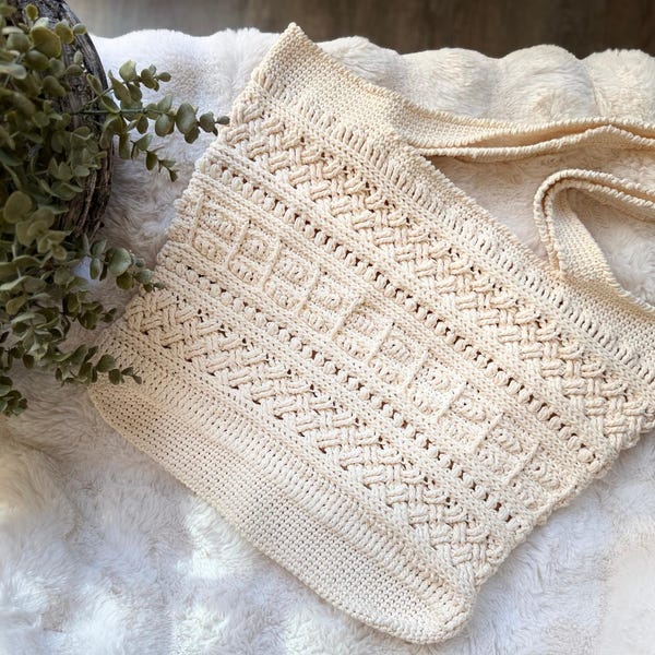 Textured Farmers Market Tote | Boho Crochet Bag Pattern | Instant Download