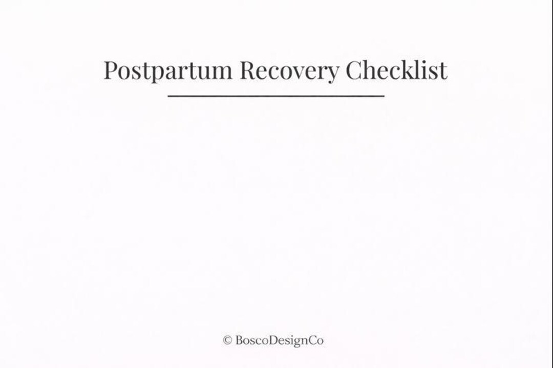 Postpartum Recovery Checklist Printable | Fourth Trimester Essentials ...