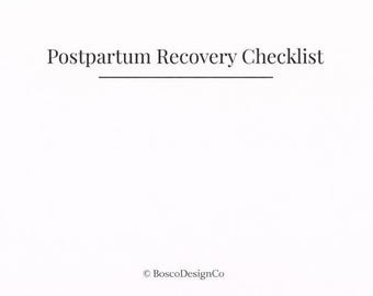 Postpartum Recovery Checklist Printable | Fourth Trimester Essentials for New Moms | PDF