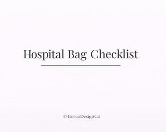 Hospital Bag Checklist Printable | Labor and Delivery Packing List | Minimal Modern Birth Planner PDF