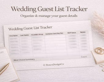 Wedding Guest List & RSVP Tracker | Editable Spreadsheet