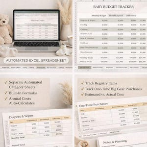 Baby Budget Tracker Excel | New Baby Expense Planner | Automated Pregnancy & First Year Costs Spreadsheet