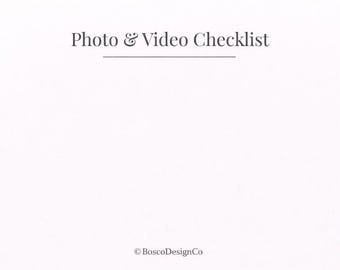 Wedding Photo and Video Checklist | | Shot List Planner Timeline | Printable Photography PDF