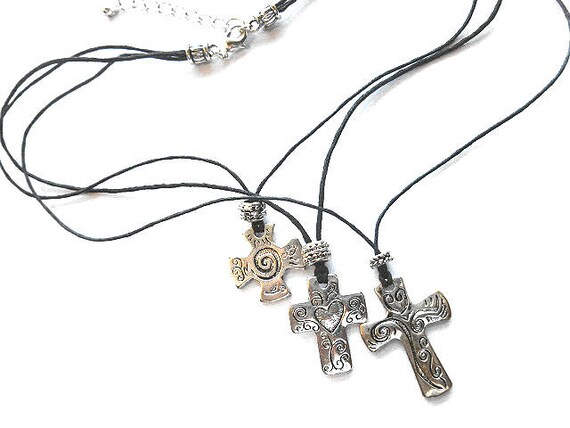 TRINITY CROSS Necklace Three Crosses Three Strands Silver | Etsy