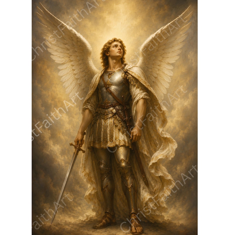 Archangel Michael Acrylic Painting - Etsy