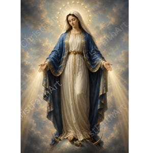Muurkunst Onze-Lieve-Vrouw van Genade | Maagd Maria Katholiek afdrukbaar | Marian devotionele digitale download