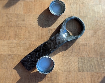 Hand Forged Bottle Opener with Textured handle