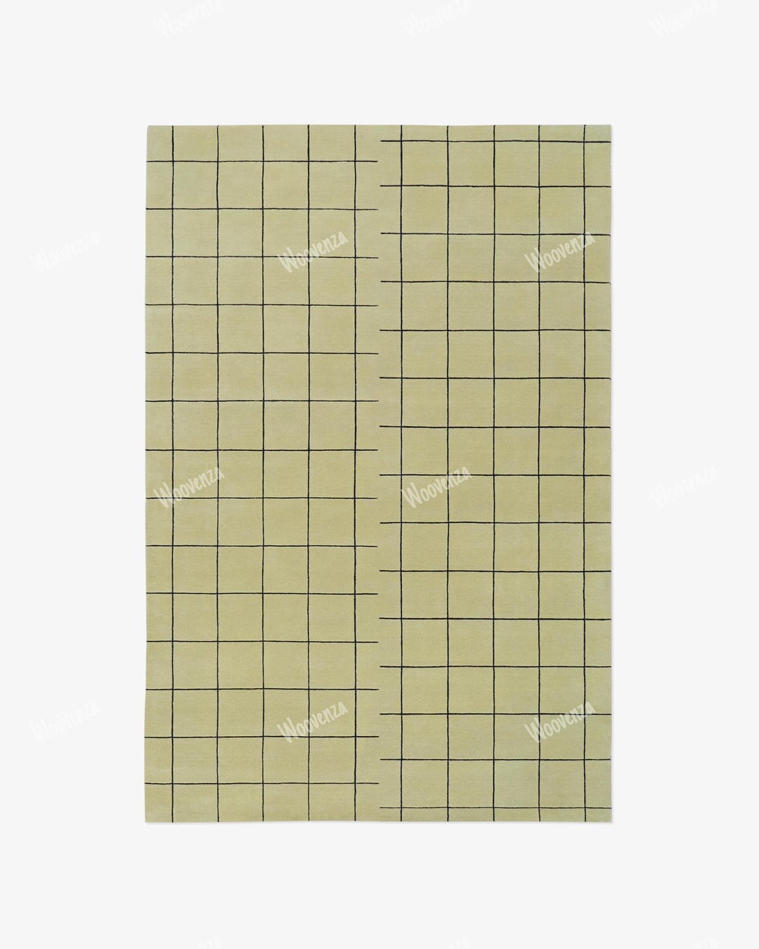 Hand Tufted Wool Rug: Grid Design, Pistachio Green & Black - Etsy