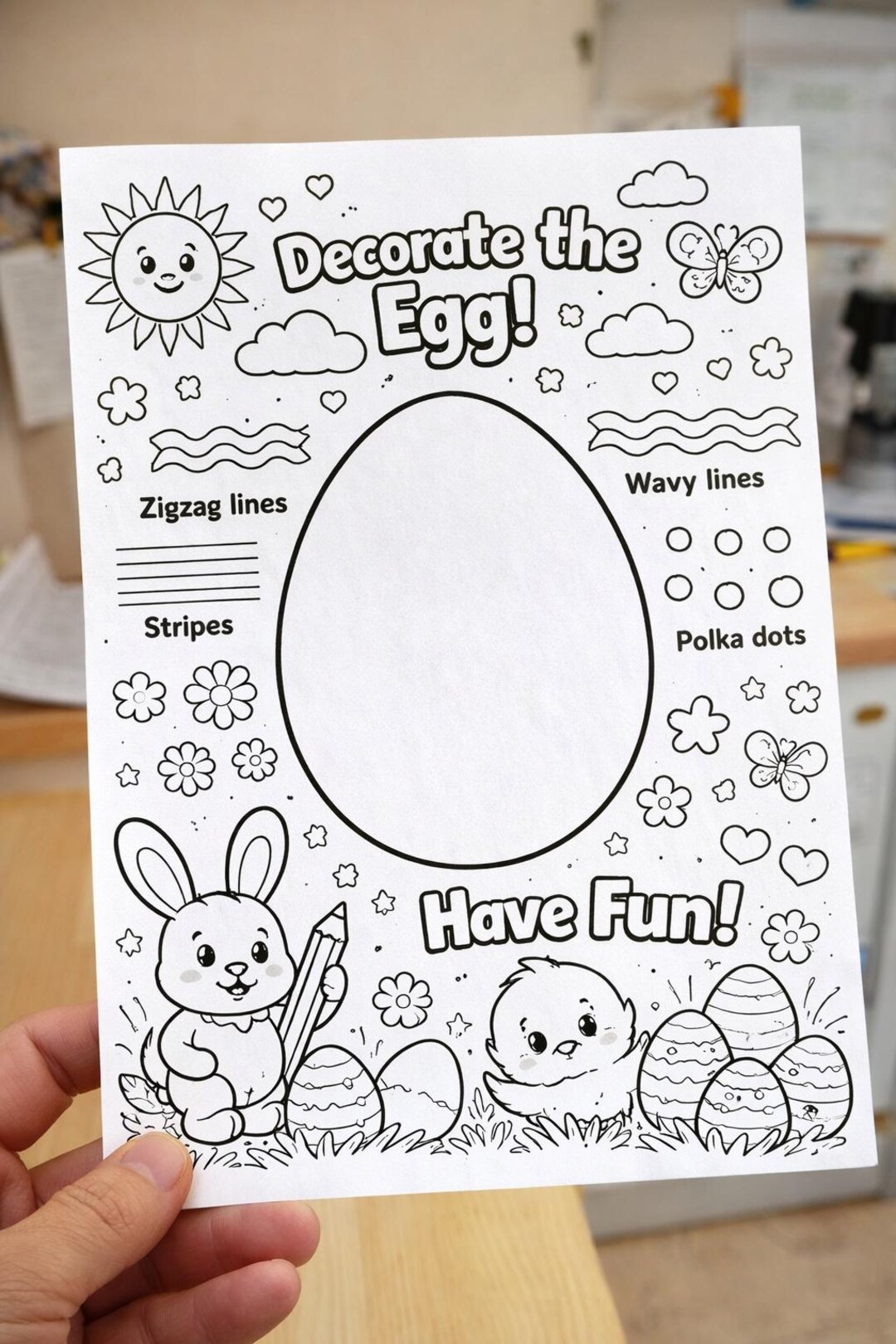 Easter Coloring Page Printable, Kids Activity Sheet, Decorate the Egg ...