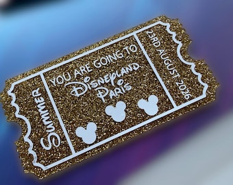 Personalised Disney Trip Ticket | Disney World, Disneyland, cruise, Paris Surprise Gift | DLP, WDW Keepsake Announcement | Holiday Reveal