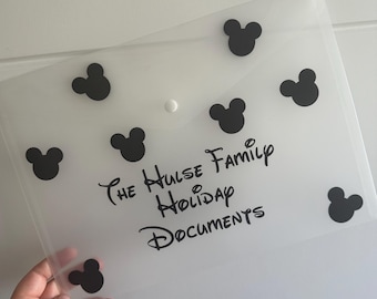 Personalised Disney World Document Holder|Family Florida Travel Wallet|Disneyland Custom Holiday Planner|Trip Reveal | Disneyland Paris