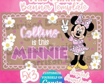 Minnie Mouse this MINNIE 2nd Birthday Banner template - Digital Download Editable on Canva