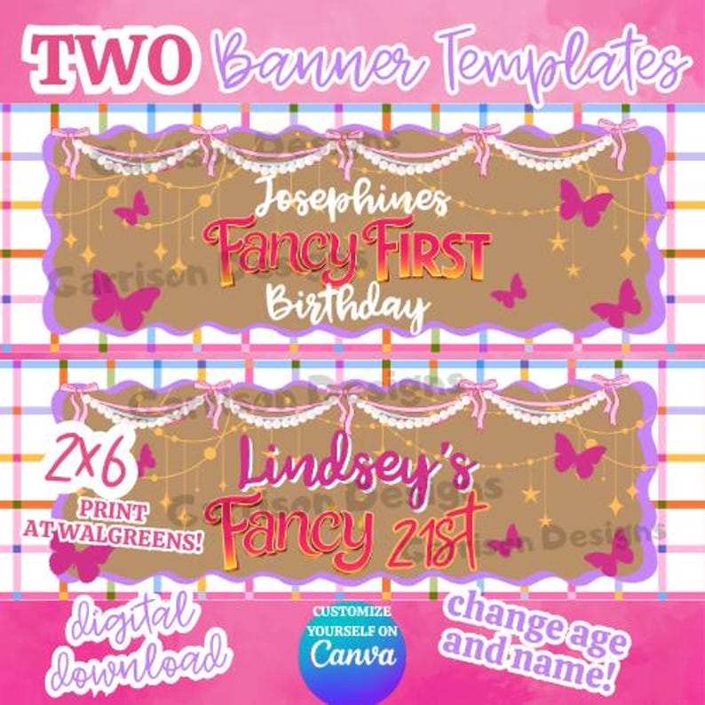 TWO 2x6 Fancy Nancy Birthday Banner Templates – PRINTABLE at Walgreens ...