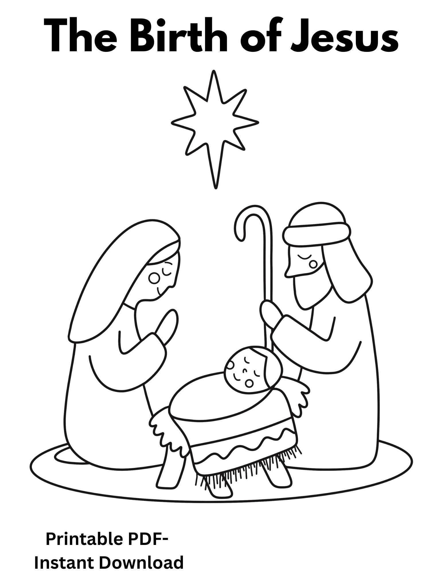 The Birth of Jesus| Nativity Story Coloring - Etsy