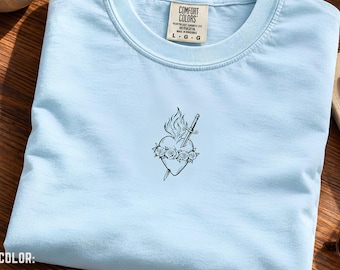 Minimalist Immaculate Heart of Mary Catholic Shirt Christian Tee, Comfort Colors Faith Apparel