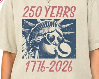 Camiseta retro con estampado de la Estatua de la Libertad, 250 años, 1776-2026, camiseta patriótica