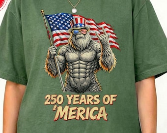 Camiseta Bigfoot 'Merica, Camiseta patriótica de Sasquatch para el 4 de julio, Regalo para el Día de la Independencia de EE. UU.