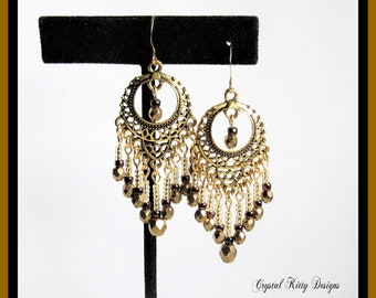 Antique Gold Chandelier Dangle Earrings