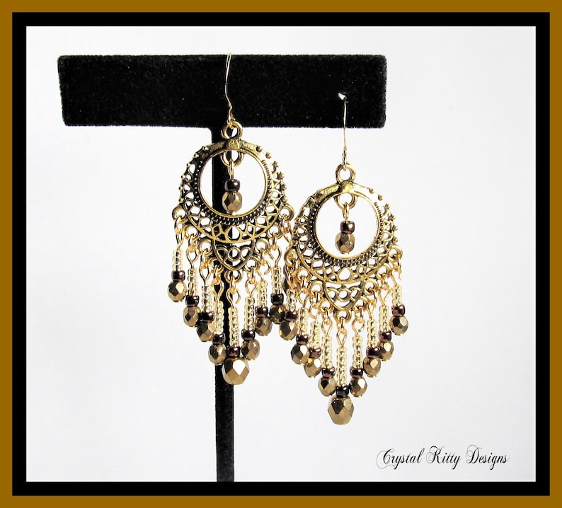 Antique Gold Chandelier Dangle Earrings Etsy