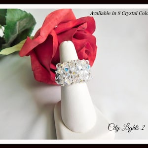 Crystal Stretch Cocktail Ring | Swarovski Crystals | Statement Ring | 8 Crystal Colors | Gift for Her