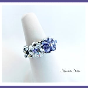 Crystal Ring, Stretch, Tanzanite Color