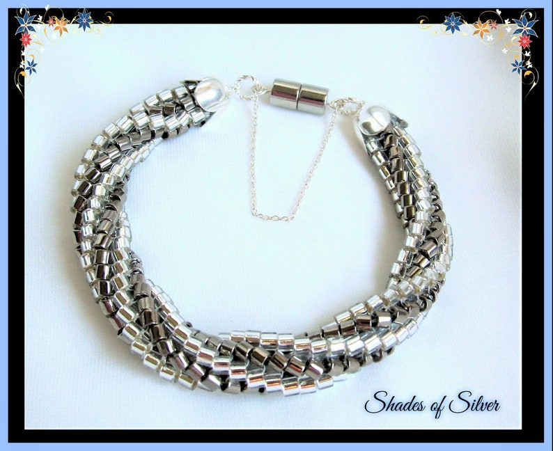 Silver Beaded Twisted Rope Bracelet / Clasp Etsy