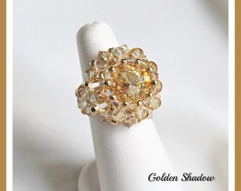 Gold Crystal Stretch Cocktail Ring