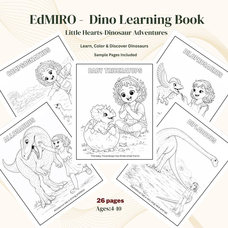 Printable Dinosaur Coloring Book for Kids, Fun Activity Pages ...