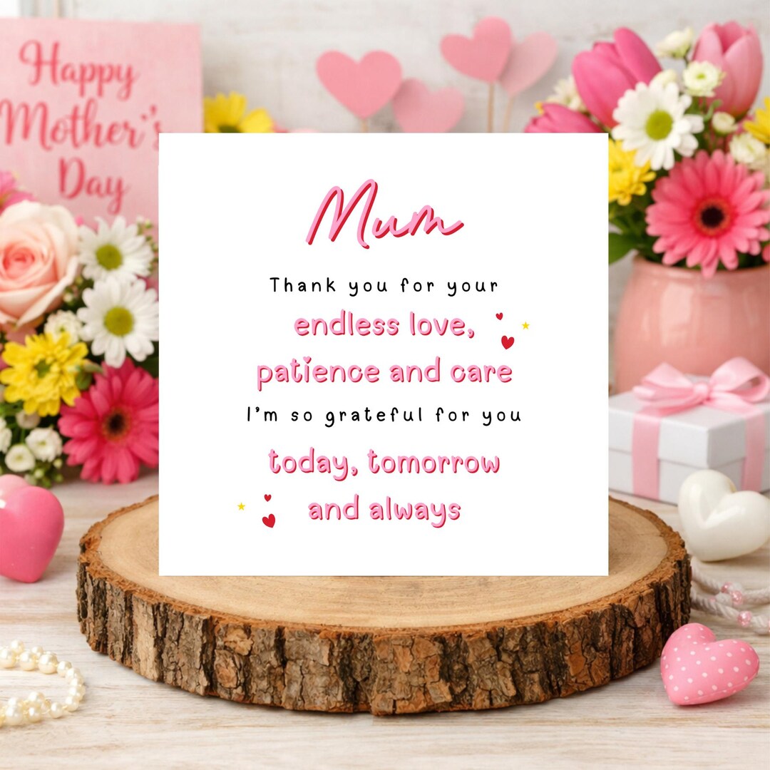 Personalised Mum Card, Mother's Day, Thank You Mum, Mothers Day Gift - Etsy