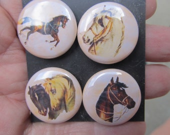Retro Horse Magnet Set: Victorian Style Button Magnets