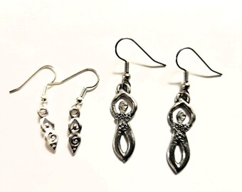 goddess earrings, your choice of size, surgical steel earwires