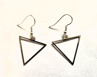 Geometric Triangle Earrings: Stainless Steel Dangle Earrings