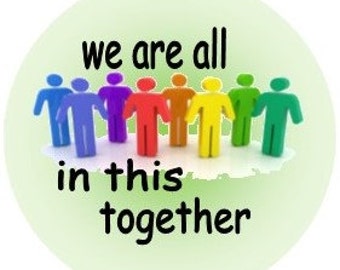 1.5 inch rainbow button magnet pinback we are all in this together