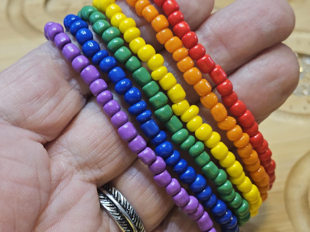 Rainbow Pride Beaded Bracelets, Set of 6 Stretchy Bracelets, - Etsy