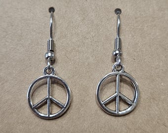 Small peace earrings, dangly earrings