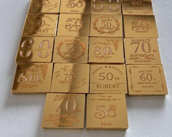 Personalisierte Spiegel Schokolade Gastgeschenke, benutzerdefinierte Geburtstag Plexiglas Geschenk, Milchschokolade (50 Stück)