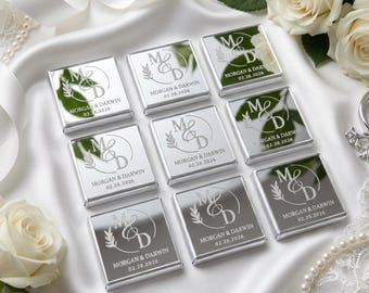 Personalisierte Hochzeitspralinen, Silber Goldfolie Gastgeschenke, individuelle Gastgeschenke (50 Stück)