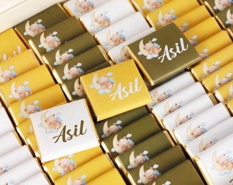 Personalisierte Babyparty Gastgeschenke Schokolade Gastgeschenke für Gäste Benutzerdefinierte Neugeborene Geschenke Gastgeschenke Baby Jungen Baby Mädchen 1