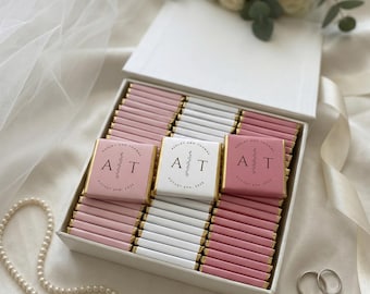 50 Stück Luxus-Hochzeitsschokolade, personalisiertes Hochzeitsgeschenk, Schokoladengeschenke für Gäste, Partygeschenke, Brautparty-Leckerli, individuelles Verlobungsgeschenk