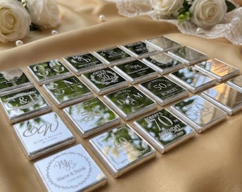 Personalisierte Spiegel Schokolade Gastgeschenke, kundenspezifische Hochzeits- & Partygeschenke, Milchschokolade (50 Stück)