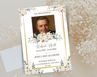 Funeral Program Template, Memorial Service, Celebration of Life, In Loving Memory (Canva)