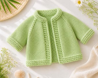 Summr Cardigan Knitting Pattern For Baby | Chunky Knit Sweater Pattern | Beginner Friendly Pattern | Multiple Sizes | PDF Download