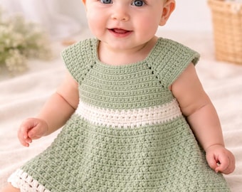 Baby Kleid PDF 6–12 Monate häkeln | Easy Baby Mädchen Kleid Häkelanleitung | Handgemachtes Säuglingskleid-Tutorial