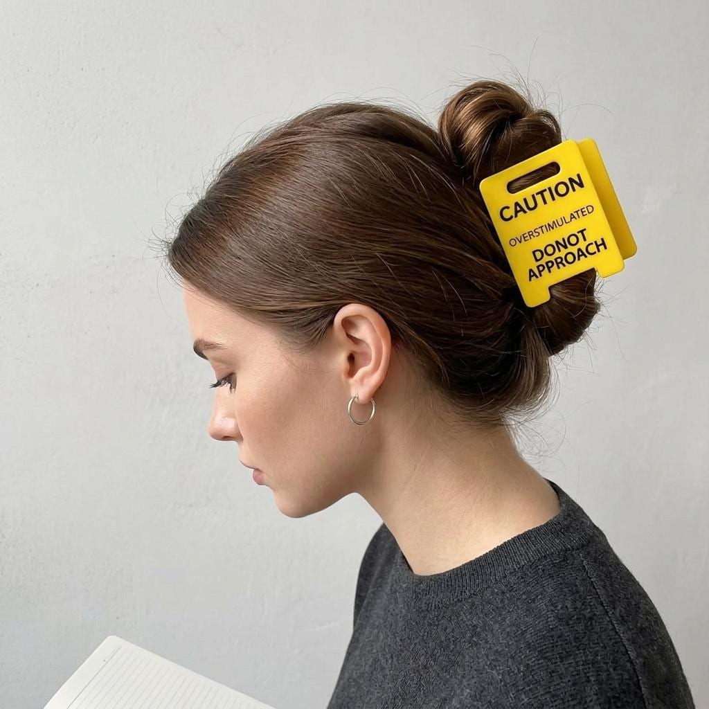 Caution Overstimulated Sign Hair Claw Clip - Etsy