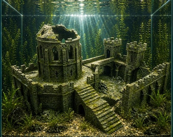 Zelda Sunken Castle Courtyard Ruins Aquarium Decoration 3D Printed 79