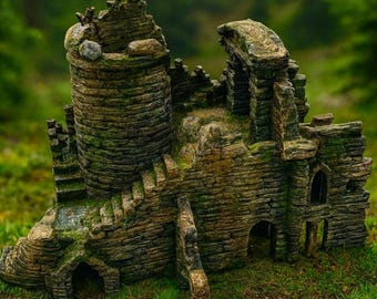 Sunken Citadel: Mossy Stone Ruins & Skull Fortress Aquarium Decor 64