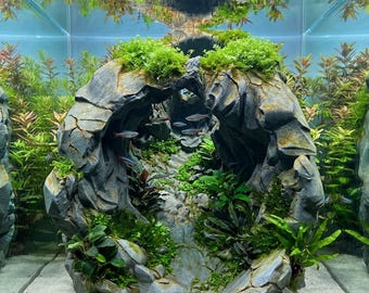 Deep Rock Cave Tunnel Aquarium Decor 3D Printed 116
