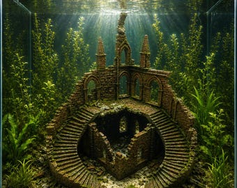 Sunken Zelda Cathedral Ruins  3D Printed Fish Tank Centrepiece s Aquascape Terrarium Decor 71