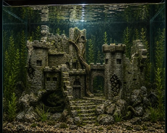 Custom ...Overgrown Medieval Castle Ruins 3D Printed Aquarium Centrepiece 135